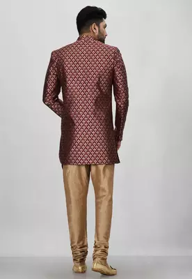 Mahroon anghrakha pattern work indo western 4