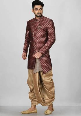 Mahroon anghrakha pattern work indo western 3