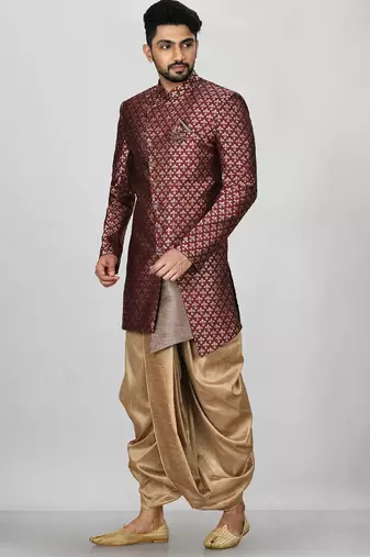 Mahroon anghrakha pattern work indo western