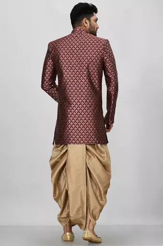 Mahroon anghrakha pattern work indo western