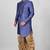 Royal blue anghrakha pattern work indo western
