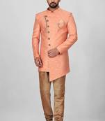 Peach anghrakha pattern work indo western