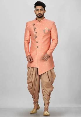 Peach anghrakha pattern work indo western 1