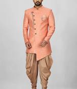 Peach anghrakha pattern work indo western