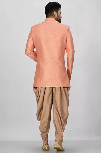 Peach anghrakha pattern work indo western