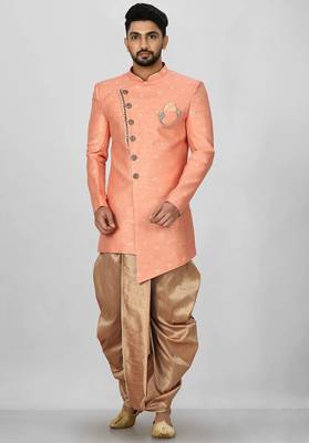 Peach anghrakha pattern work indo western 1
