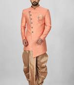 Peach anghrakha pattern work indo western