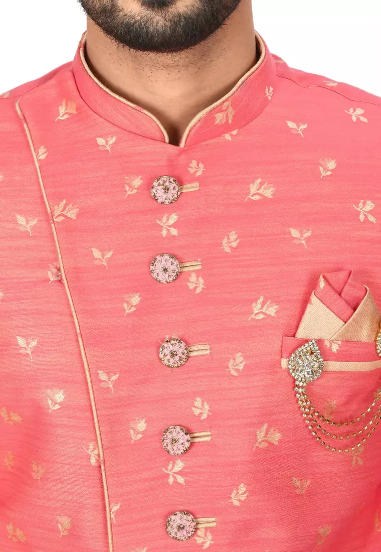 Pink anghrakha pattern work indo western