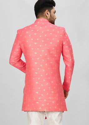 Pink anghrakha pattern work indo western 3