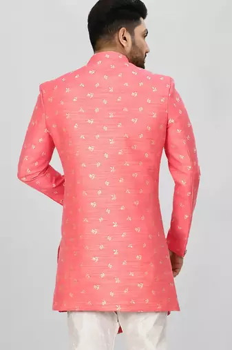 Pink anghrakha pattern work indo western
