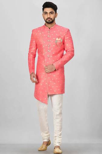 Pink anghrakha pattern work indo western