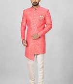 Pink anghrakha pattern work indo western