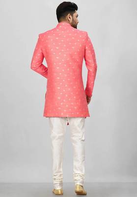 Pink anghrakha pattern work indo western 3