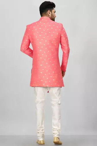 Pink anghrakha pattern work indo western