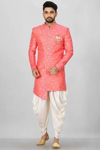Pink anghrakha pattern work indo western