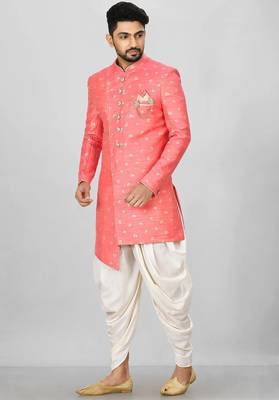 Pink anghrakha pattern work indo western 3