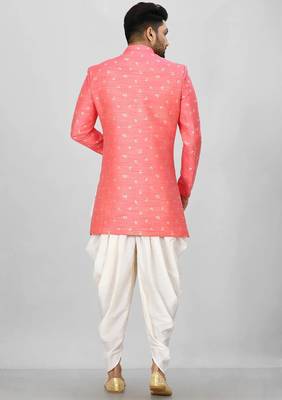 Pink anghrakha pattern work indo western 4