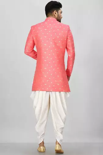 Pink anghrakha pattern work indo western