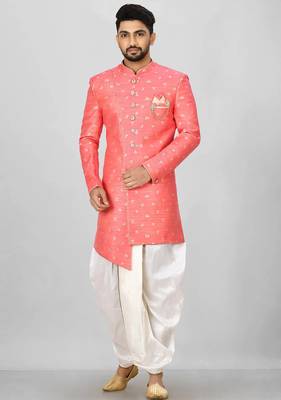 Pink anghrakha pattern work indo western 1