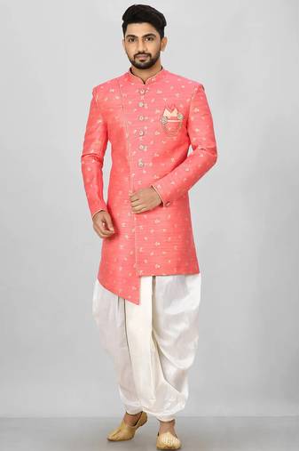 Pink anghrakha pattern work indo western