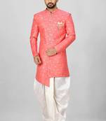 Pink anghrakha pattern work indo western