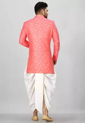 Pink anghrakha pattern work indo western 4