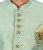 Sea green anghrakha pattern work indo western