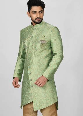 Green anghrakha pattern work indo western 3