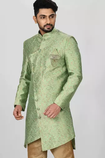 Green anghrakha pattern work indo western