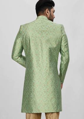 Green anghrakha pattern work indo western 4