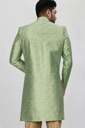 Green anghrakha pattern work indo western