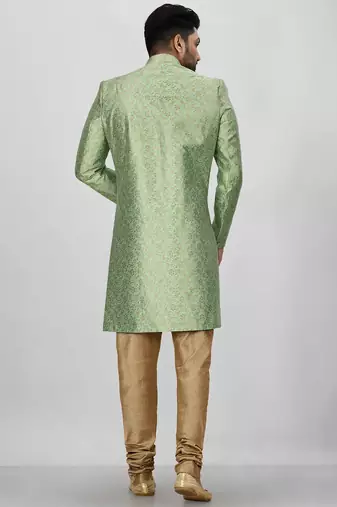 Green anghrakha pattern work indo western