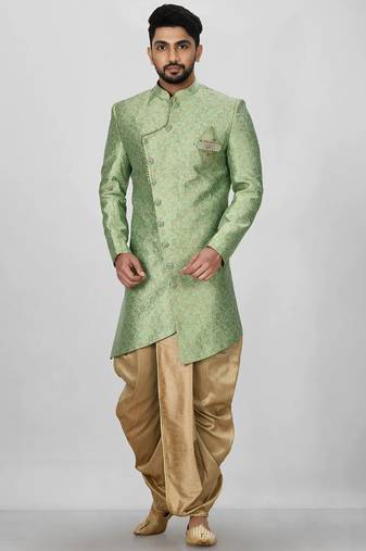 Green anghrakha pattern work indo western