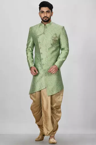 Green anghrakha pattern work indo western