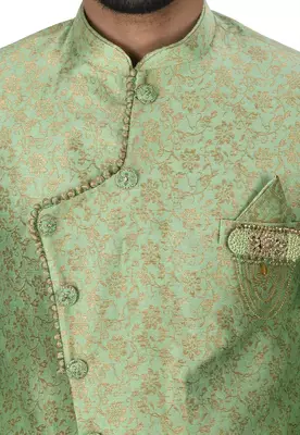 Green anghrakha pattern work indo western 2