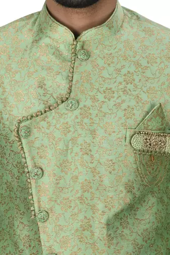Green anghrakha pattern work indo western