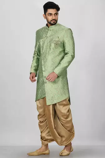 Green anghrakha pattern work indo western