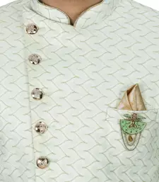 Sea green anghrakha pattern work indo western