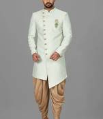Sea green anghrakha pattern work indo western