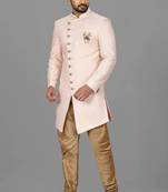 Light pink anghrakha pattern work indo western