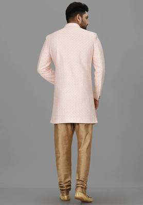 Light pink anghrakha pattern work indo western 4