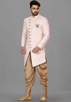 Light pink anghrakha pattern work indo western 4