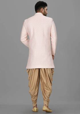 Light pink anghrakha pattern work indo western 5