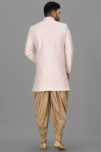 Light pink anghrakha pattern work indo western