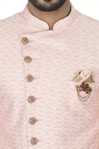 Light pink anghrakha pattern work indo western