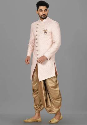 Light pink anghrakha pattern work indo western 4
