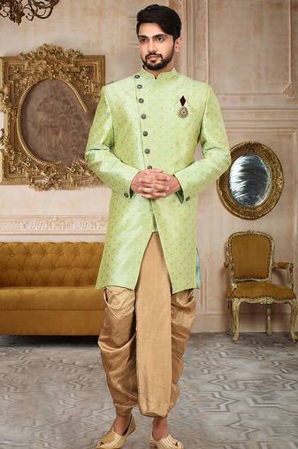 Green anghrakha pattern work indo western