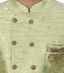 Gold green anghrakha pattern work indo western