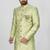 Gold green anghrakha pattern work indo western