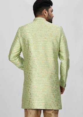 Gold green anghrakha pattern work indo western 4